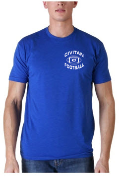 Civitan Football - Blue Cotton T-Shirt w/ Chest Logo